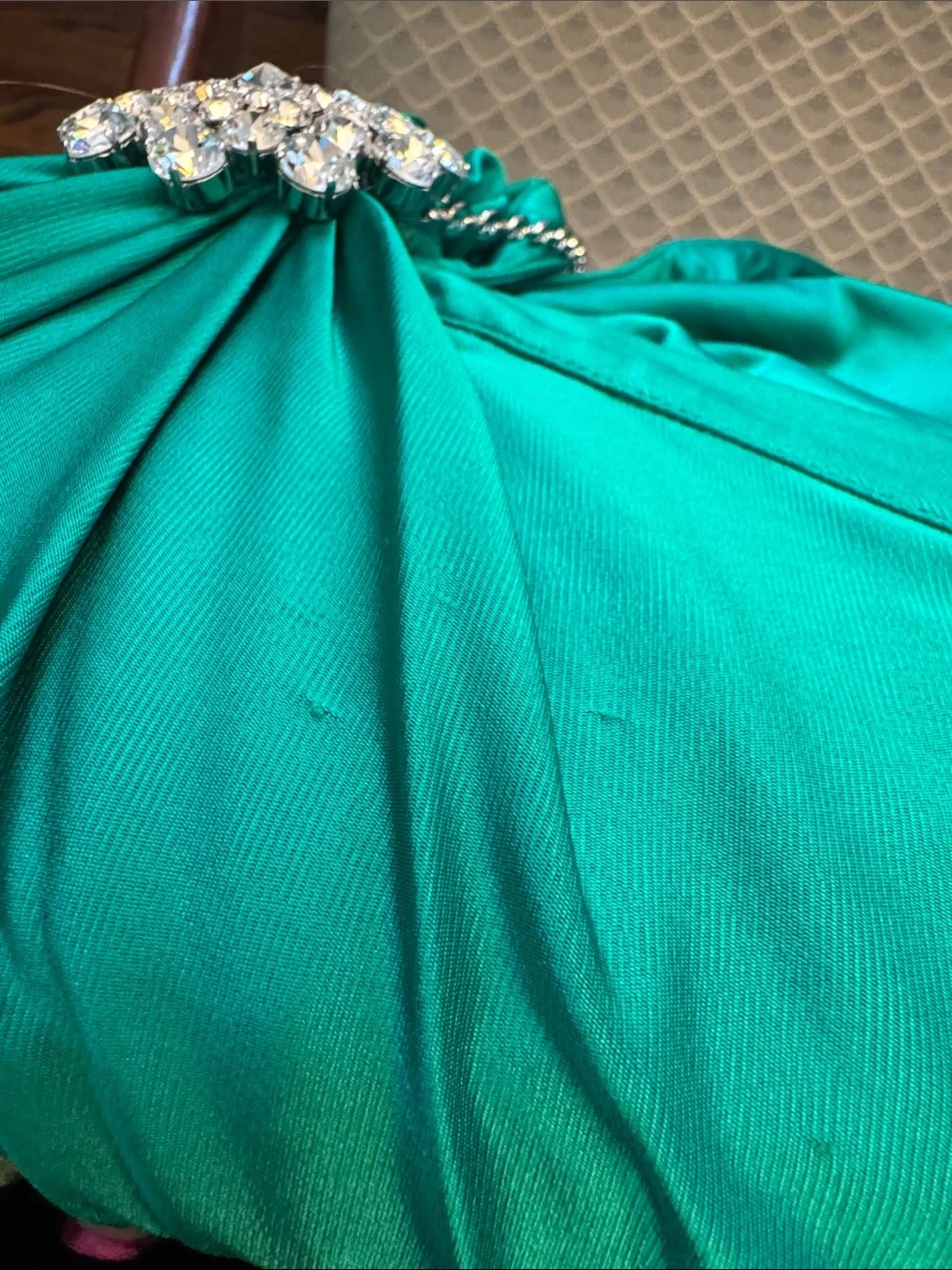 Paco Rabanne Size 44 M L Emerald Green Long Sleeve Evening Gown Dress